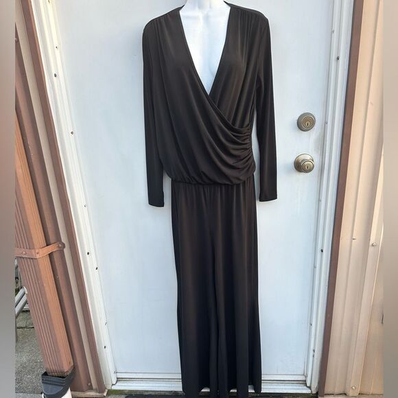 Sunny Leigh women’s black stretch wide leg jumpsuit size S - Picture 1 of 12